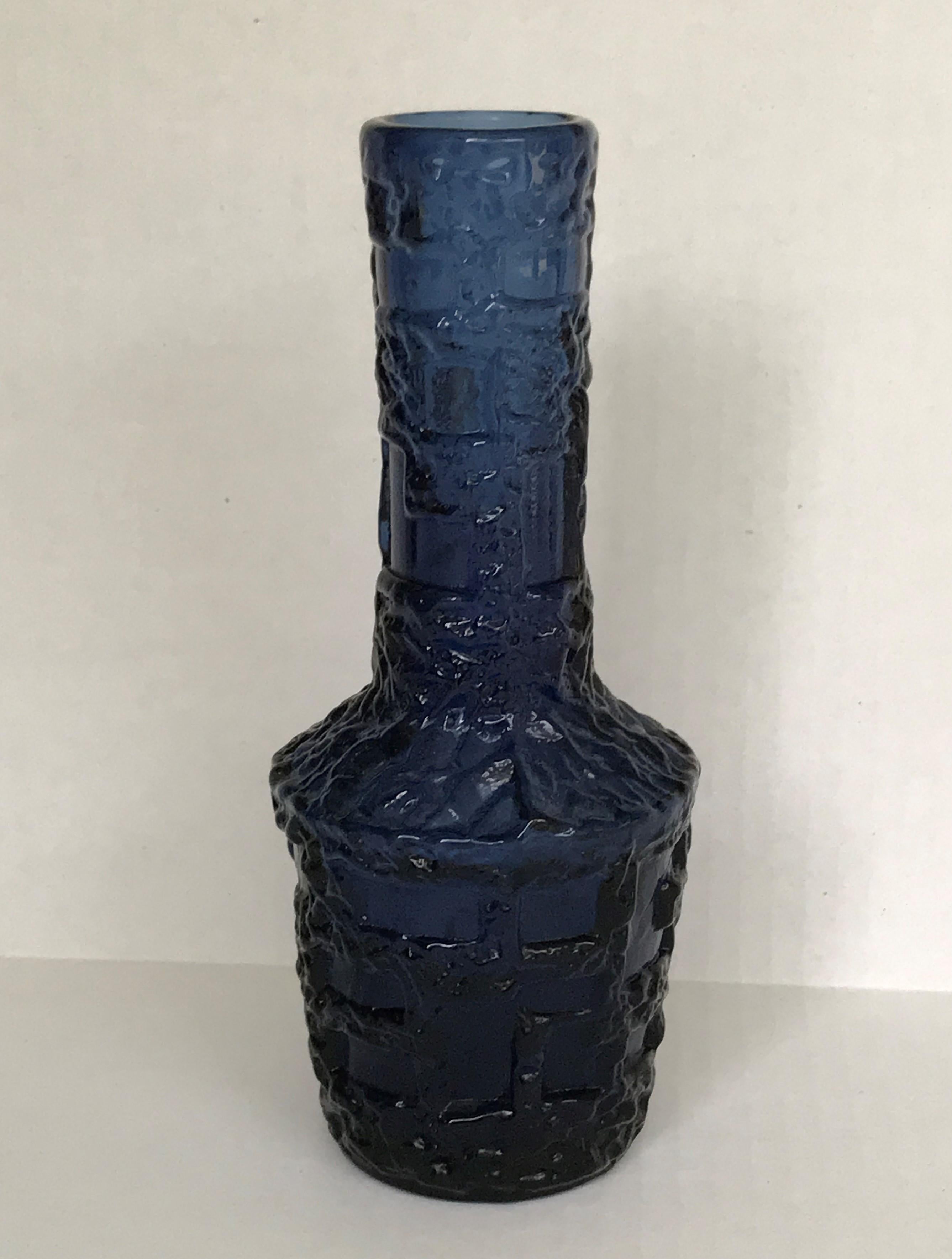 Swedish Scandinavian Modern Cobalt Blue Brutalist Vase, Göte Augustsson Ruda Sweden 1960