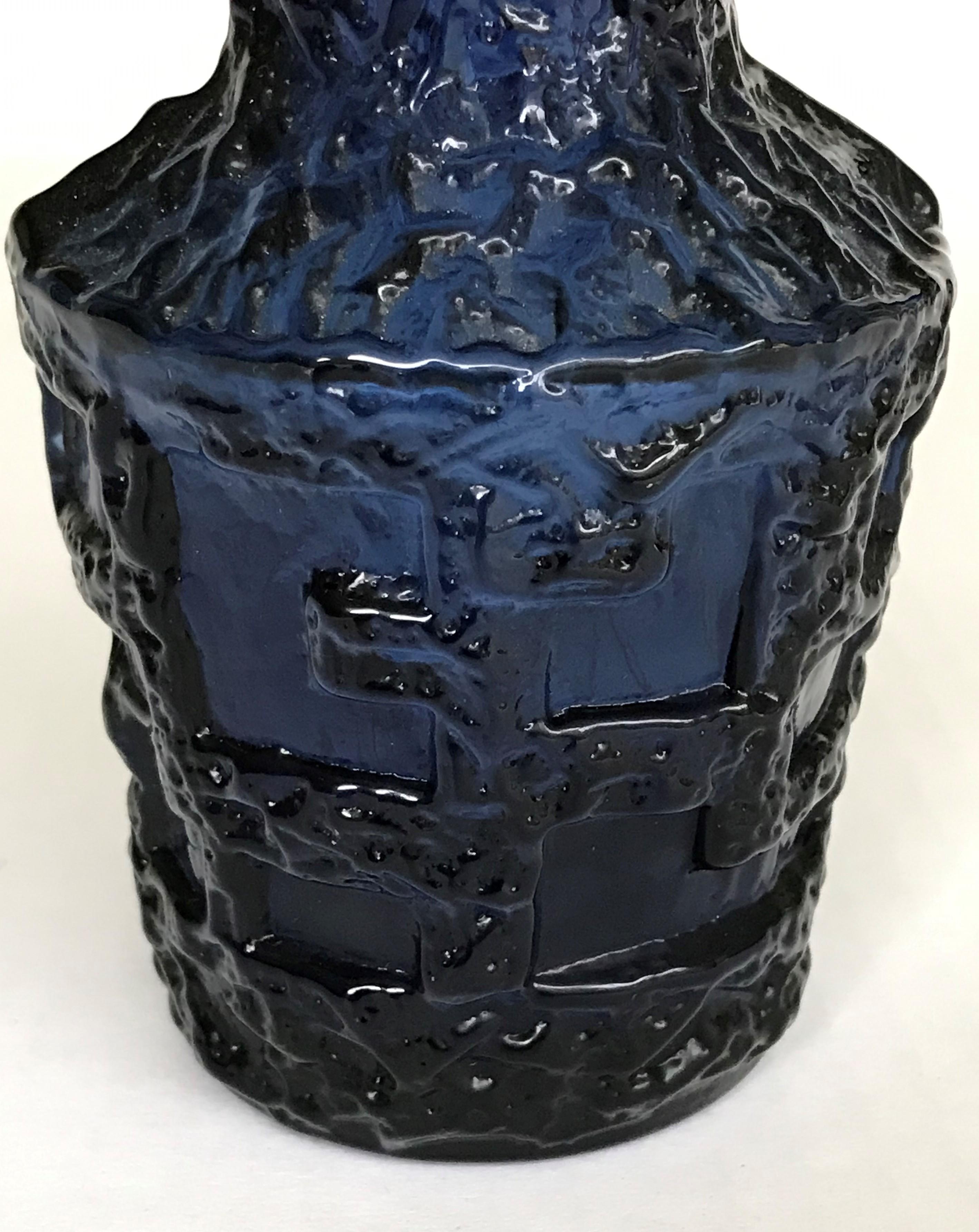 Mid-20th Century Scandinavian Modern Cobalt Blue Brutalist Vase, Göte Augustsson Ruda Sweden 1960