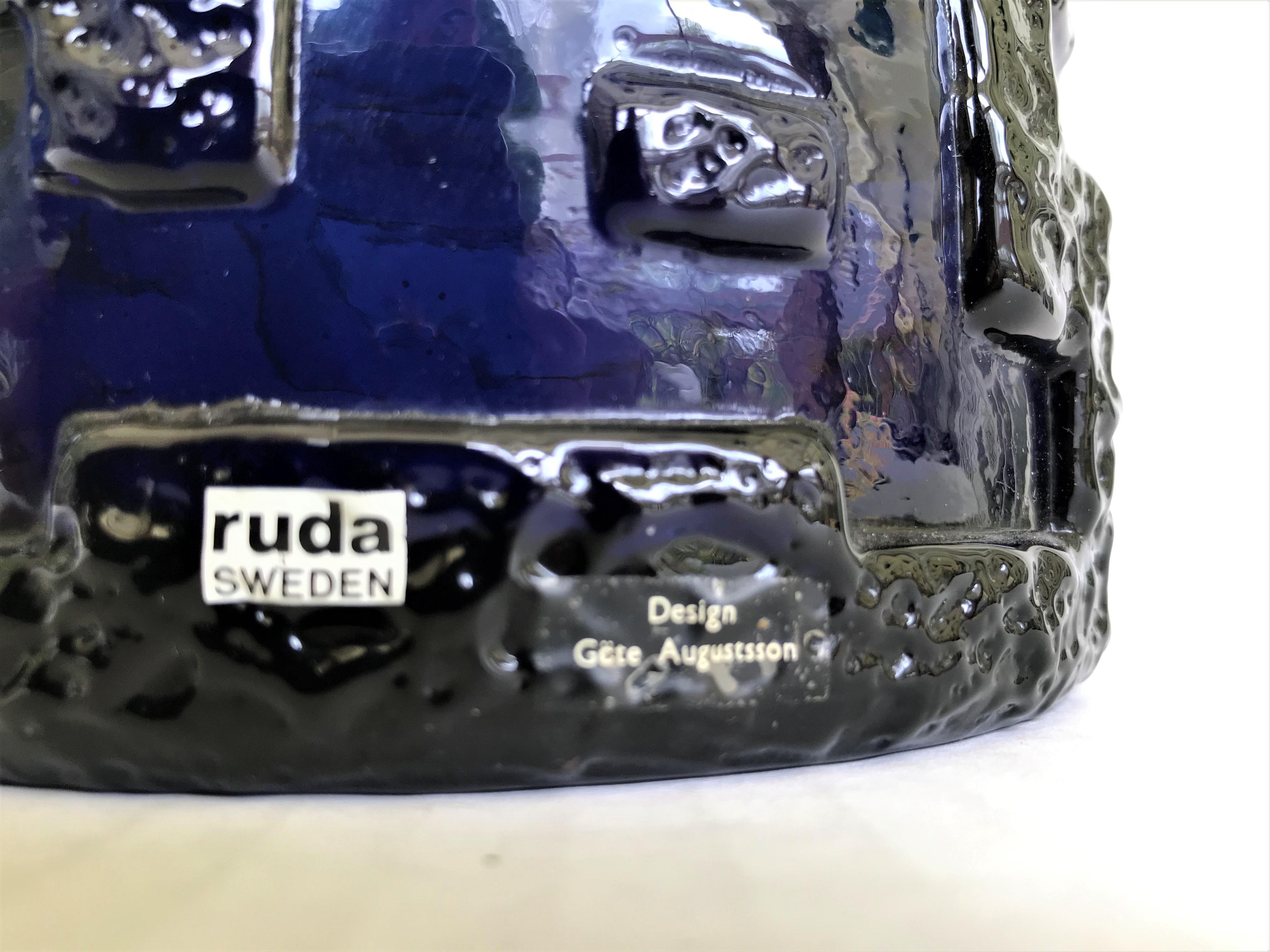 Scandinavian Modern Cobalt Blue Brutalist Vase, Göte Augustsson Ruda Sweden 1960 1