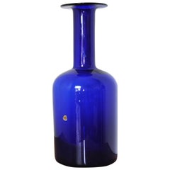 Vintage Scandinavian Modern Cobalt Blue Vase by Otto Brauer for Holmegaard Denmark 1960s