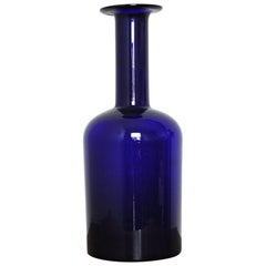 Scandinavian Modern Cobalt Blue Vase by Otto Brauer for Holmegaard Denmark 1960s
