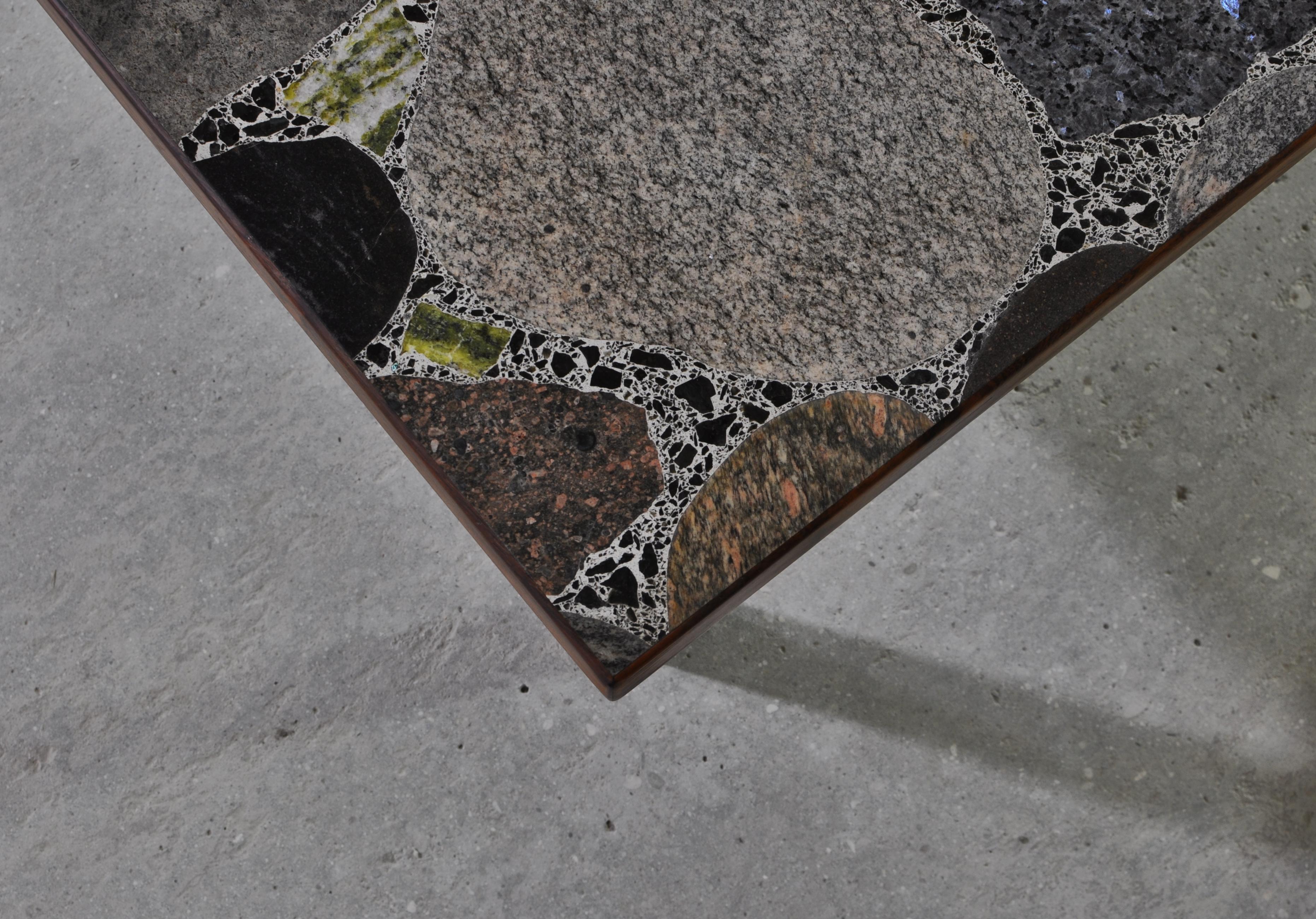 Scandinavian Modern Coffee Table by Erling Viksjö in Rosewood and Terrazzo  In Good Condition In Odense, DK