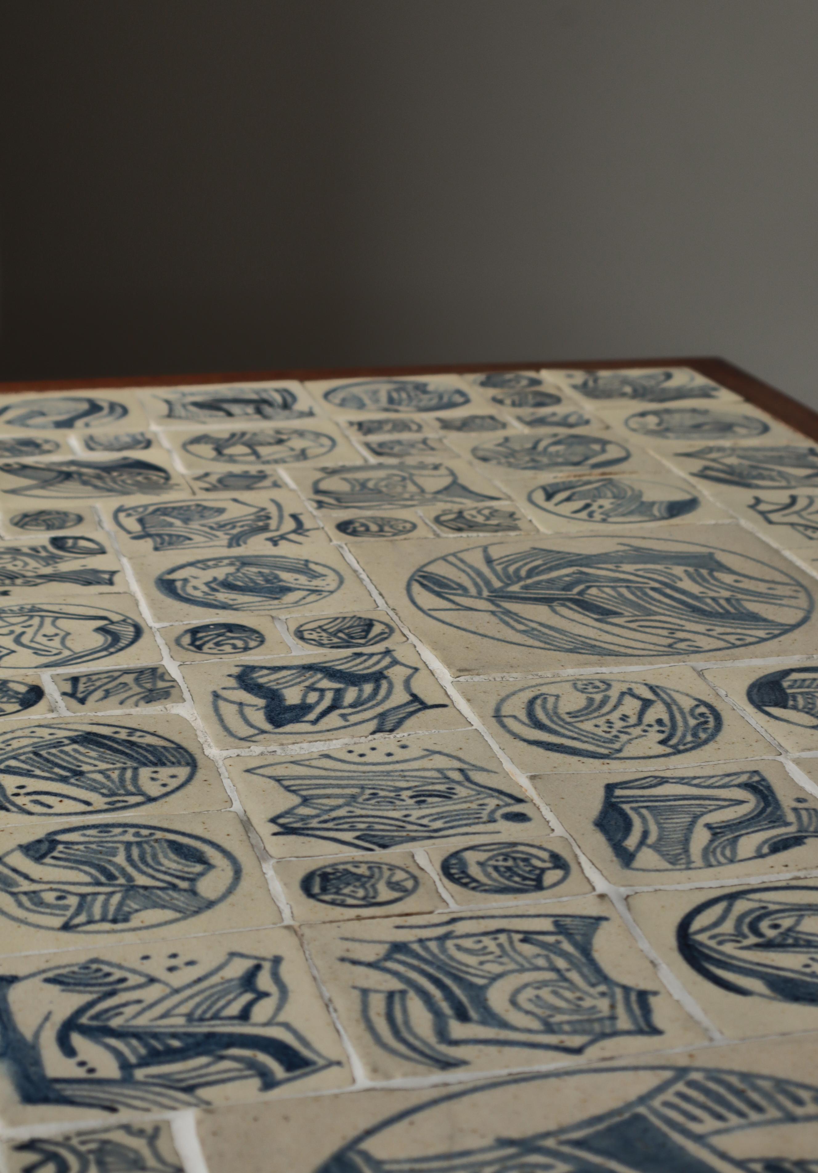 Scandinavian Modern Coffee Table in Teak & Ceramic Tiles by Søren Horn, 1950s en Bueno estado para la venta en Odense, DK