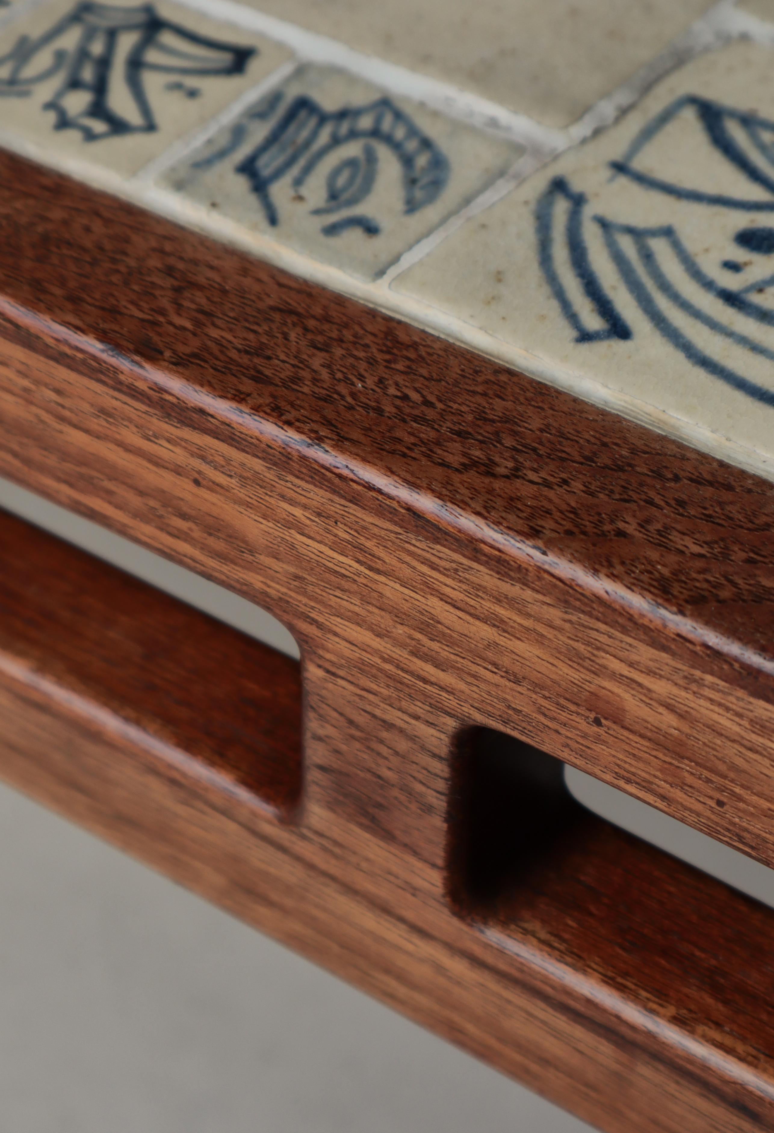 Scandinavian Modern Coffee Table in Teak & Ceramic Tiles by Søren Horn, 1950s en venta 2