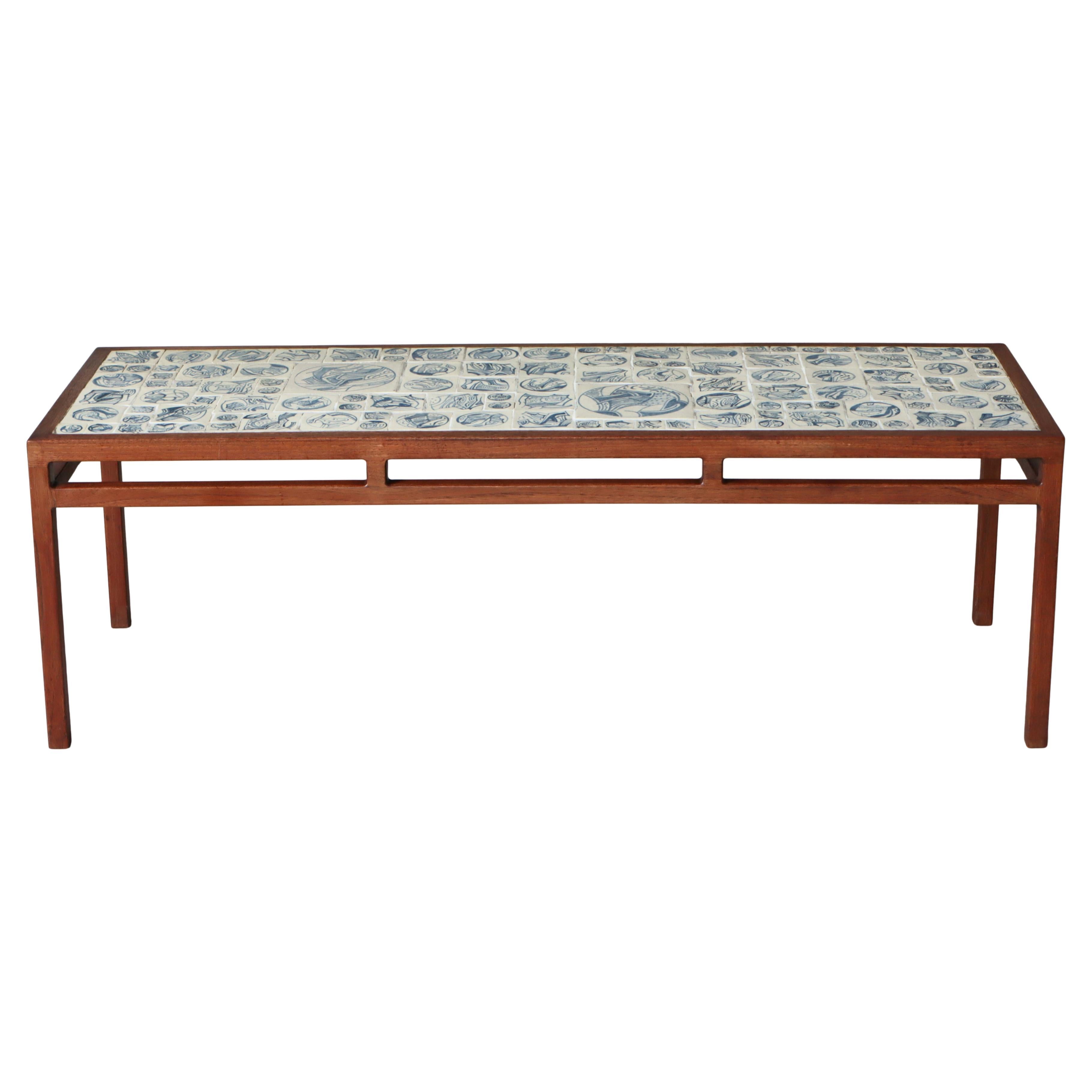 Scandinavian Modern Coffee Table in Teak
Ceramic Tiles by Søren Horn, 1950s