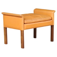 Scandinavian Modern Cognac Leather Ottoman by Hans Olsen for CS Møbler, Denmark