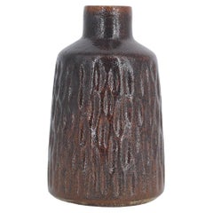 Vintage Scandinavian Modern Collectible Glazed Brown Stoneware Vase No.25 by Gunnar Borg
