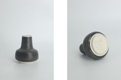 Scandinavian Modern Collectible Small Anthracite Stoneware Vase by Gunnar Borg