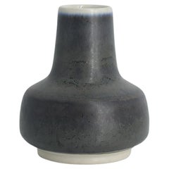 Vintage Scandinavian Modern Collectible Small Anthracite Stoneware Vase by Gunnar Borg