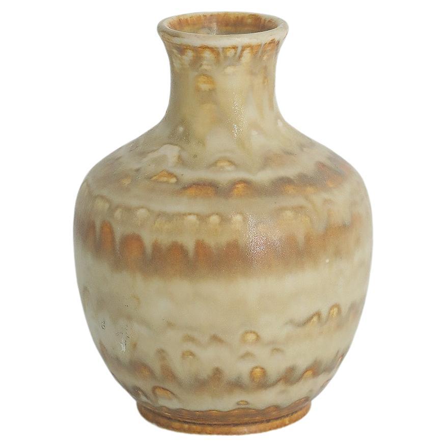 Scandinavian Modern Collectible Small  Beige Stoneware Vase by Gunnar Borg