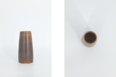 Scandinavian Modern Collectible Small Chocolate Stoneware Vase by Gunnar Borg