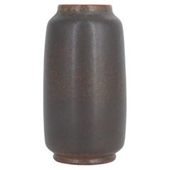 Scandinavian Modern Collectible Small Dark Chocolate Stoneware Vase by G. Borg 
