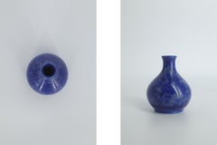 Scandinavian Modern Collectible Small Glazed Sapphire Stoneware Vase by G. Borg