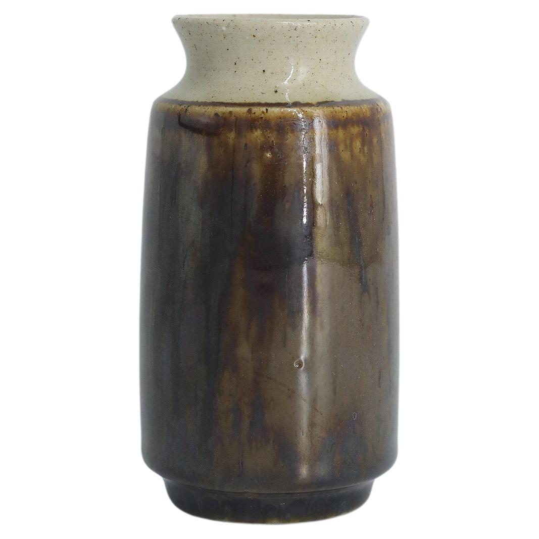 Scandinavian Modern Collectible Small Glazed Stoneware Vase No.5 by Gunnar Borg  For Sale