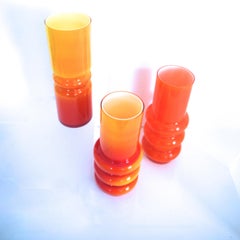 Scandinavian Modern Collection of Orange Hooped Glass Vases by Ryd, Mid-1970s