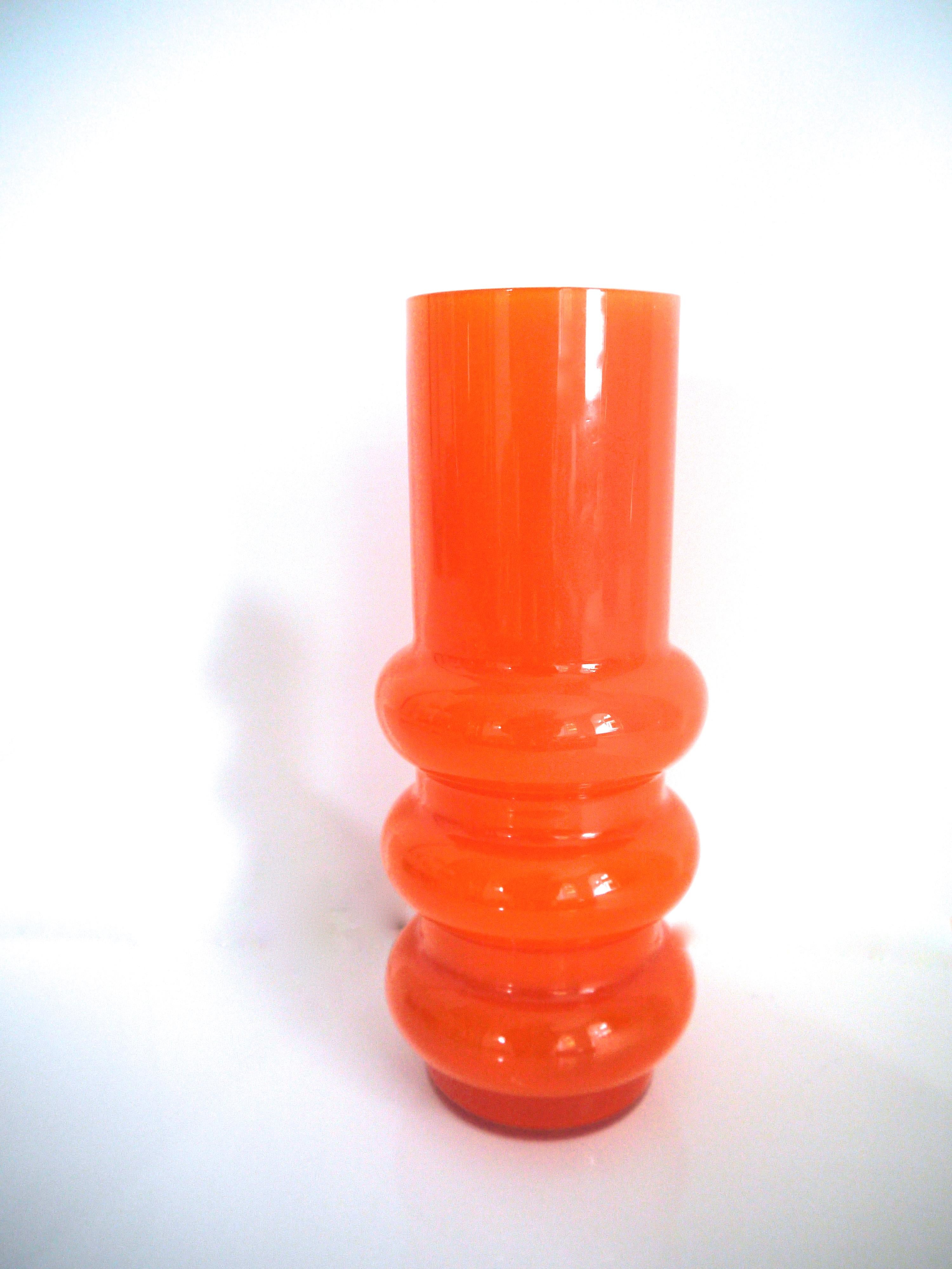 Scandinavian Modern Collection of Orange Hooped Glass Vases by Ryd, Mid-1970s In Good Condition For Sale In Halstead, GB