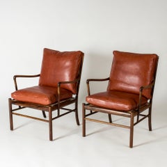 Scandinavian Modern "Colonial" Lounge Chairs by Ole Wanscher, Denmark, 1940s