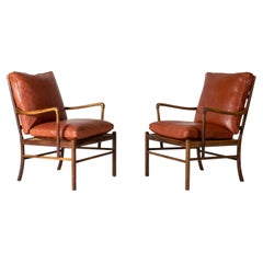 Scandinavian Modern "Colonial" Lounge Chairs by Ole Wanscher, Denmark, 1940s