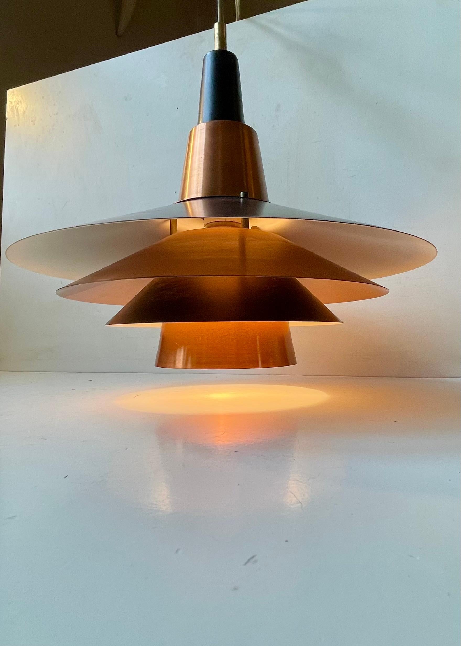 Scandinavian Modern Copper Ceiling Lamp by Ernest Voss, 1950s In Good Condition For Sale In Esbjerg, DK