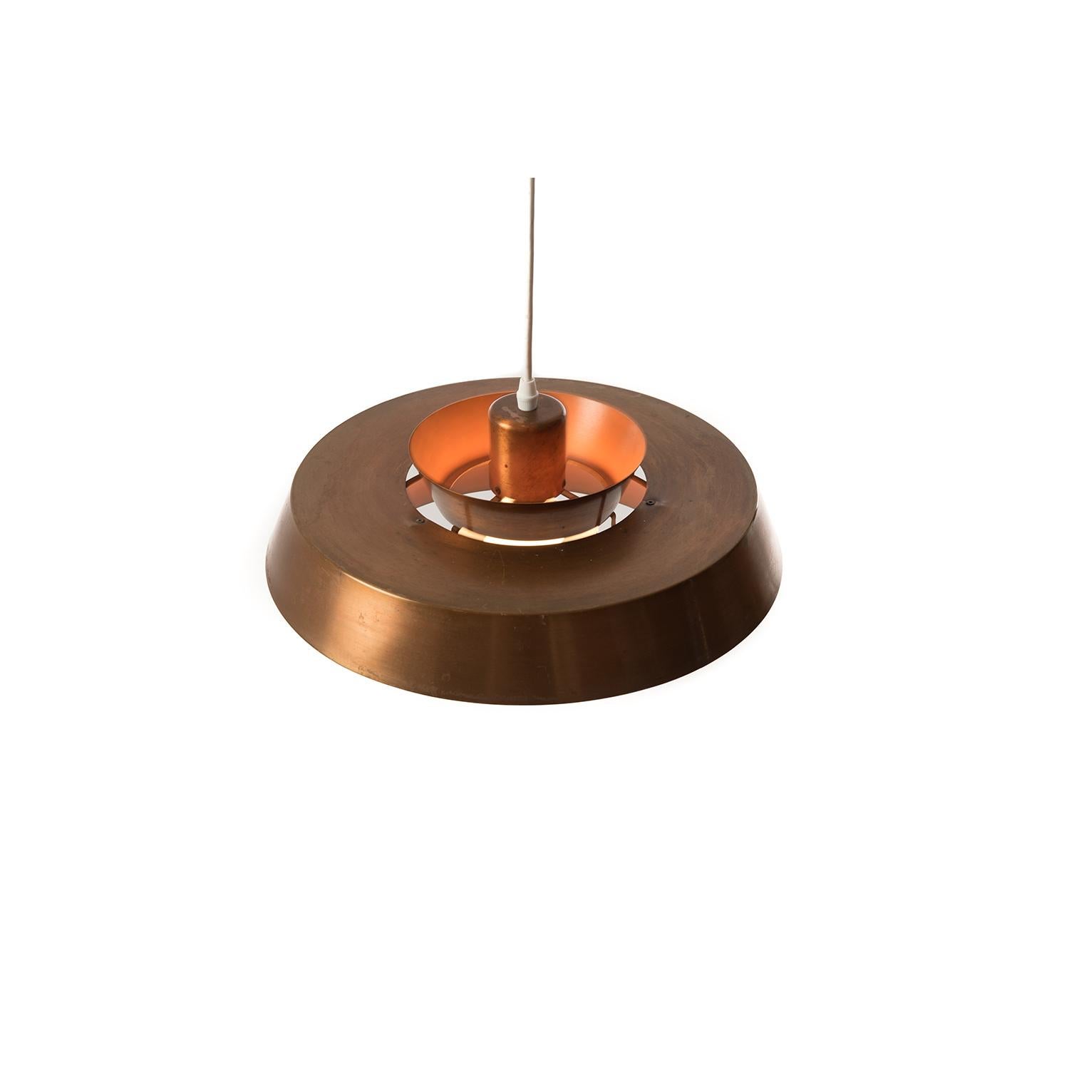 Patinated Scandinavian Modern Copper Nova Pendant Light