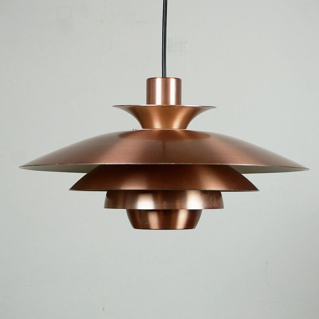 Danish Scandinavian Modern Copper Pendant Lamp by Jeka Denmark