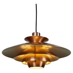 Retro Scandinavian Modern Copper Pendant Lamp by Jeka Denmark