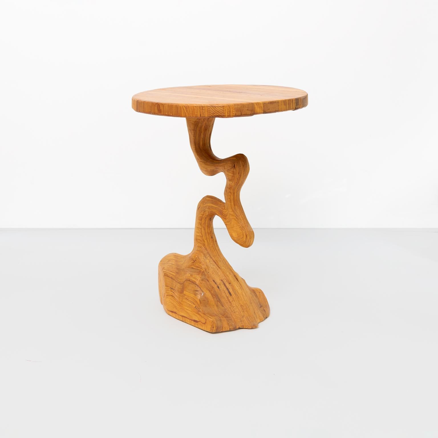 Carved Scandinavian Modern Crooked Column Table