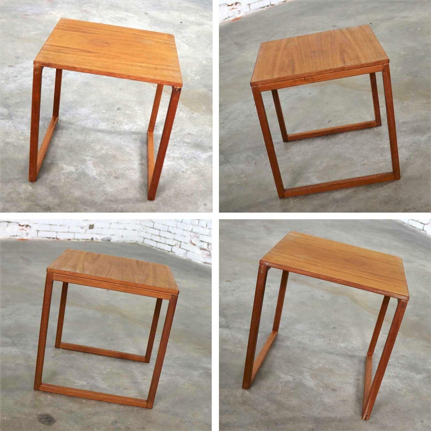 Scandinavian Modern Cube of Three Teak Nesting Tables by Kai Kristiansen 4
