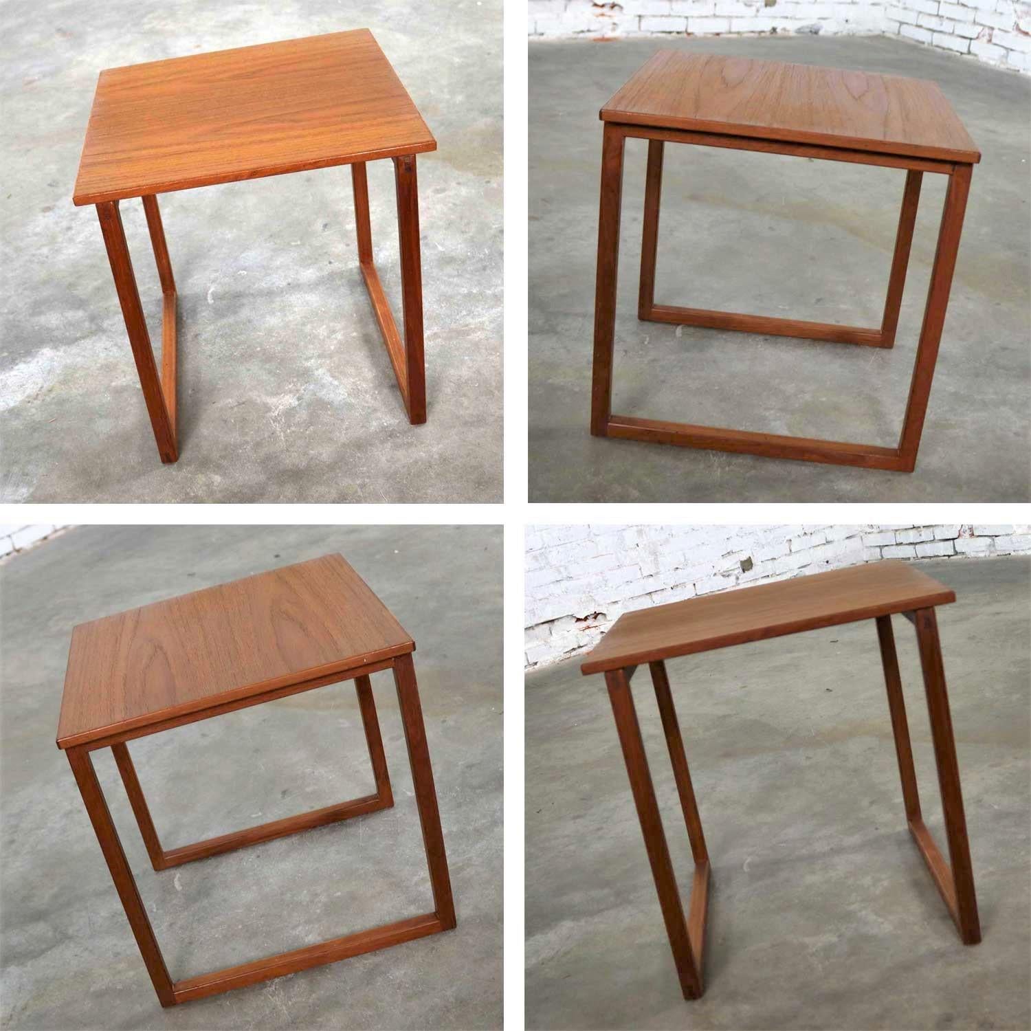 Scandinavian Modern Cube of Three Teak Nesting Tables by Kai Kristiansen 5