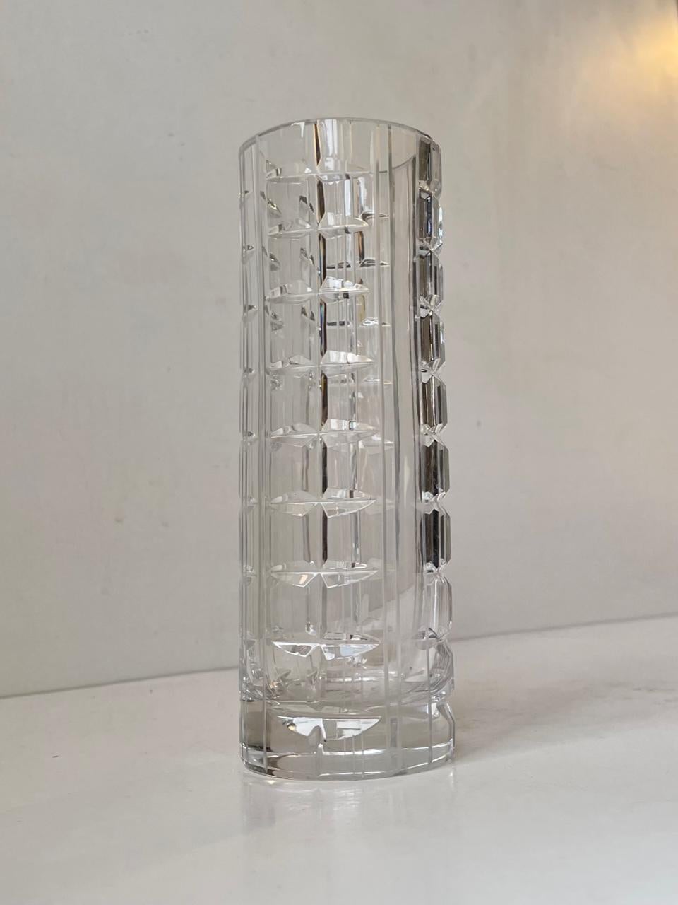 Scandinavian Modern Cut Crystal Vase, 1950s In Good Condition For Sale In Esbjerg, DK