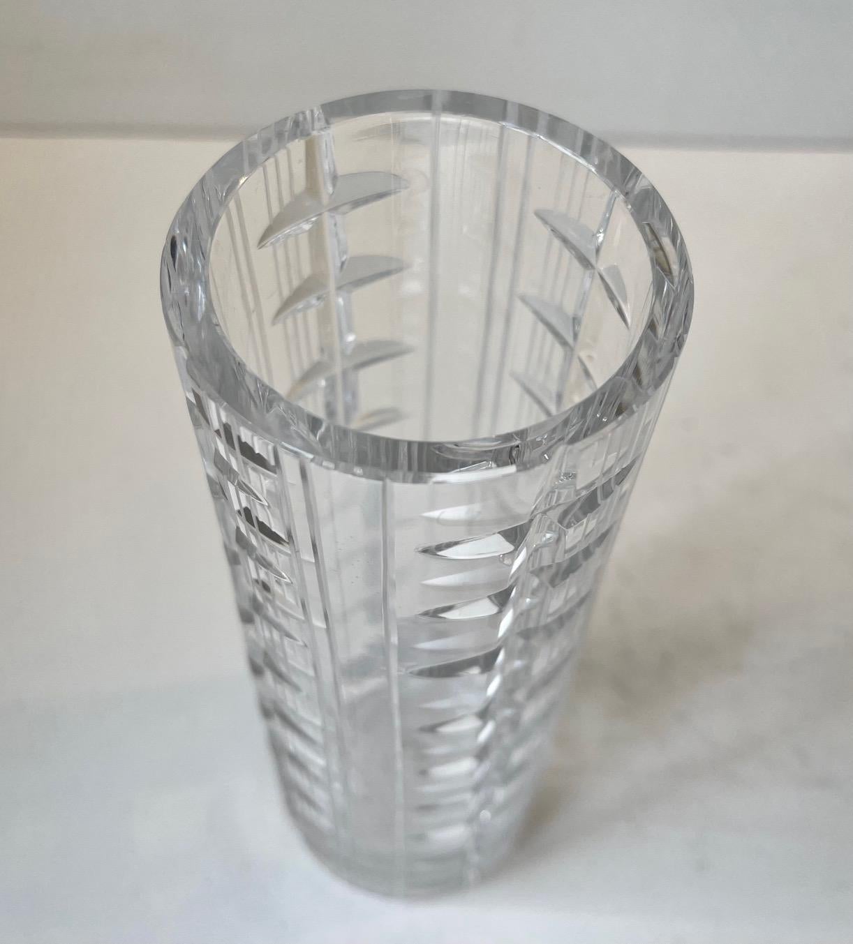 Mid-20th Century Scandinavian Modern Cut Crystal Vase, 1950s For Sale