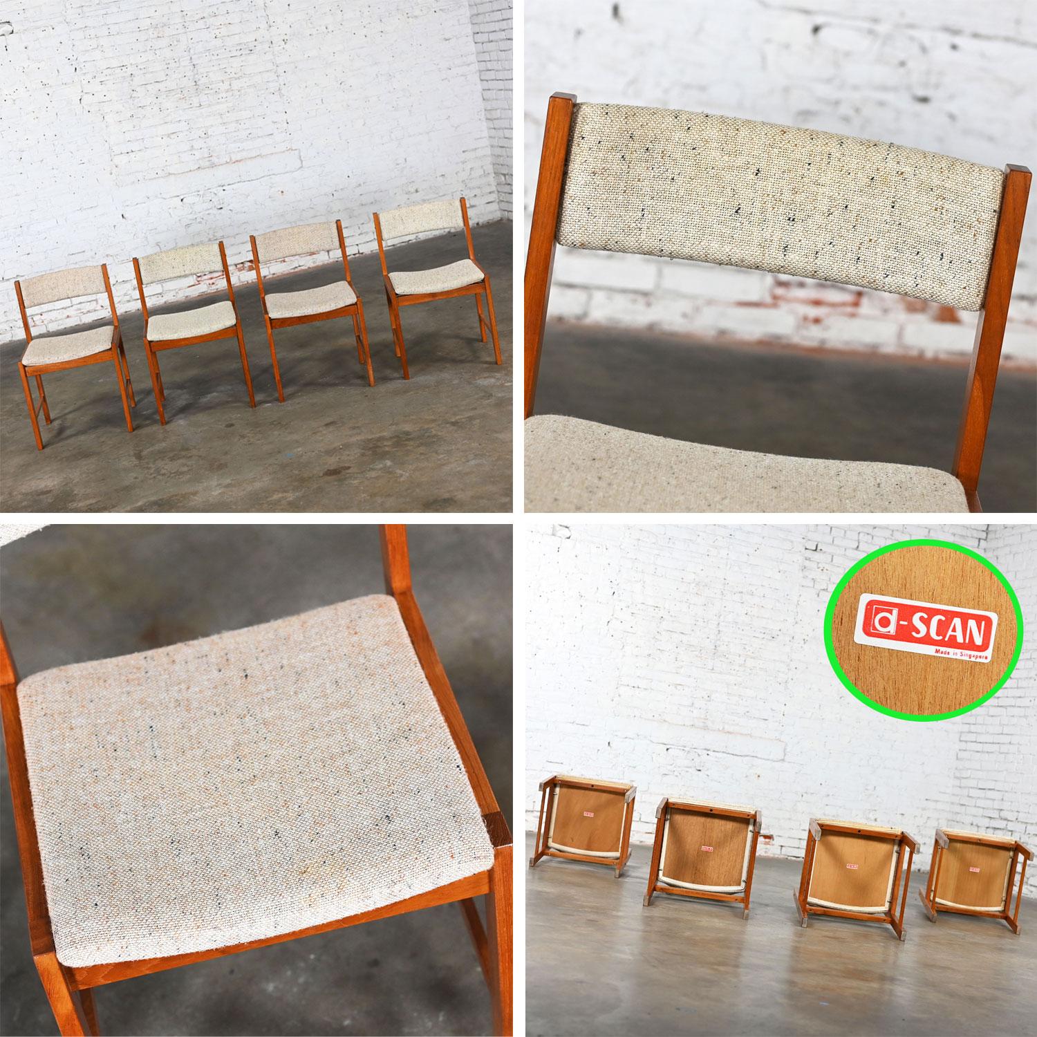 Sedie da pranzo The Modern Scandinavian Scan con struttura in teak e tessuto color avena, set di 4 pezzi in vendita 12