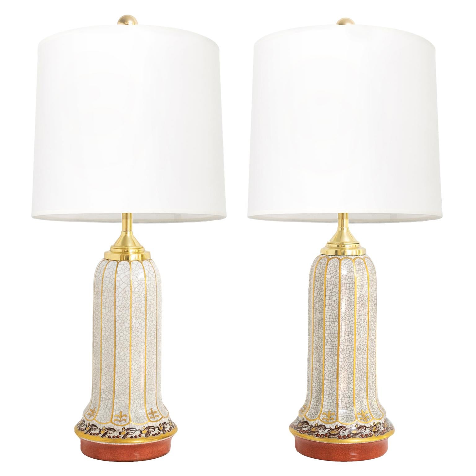 Scandinavian Modern Dahl-Jensen, Danish Art Deco Porcelain Lamps