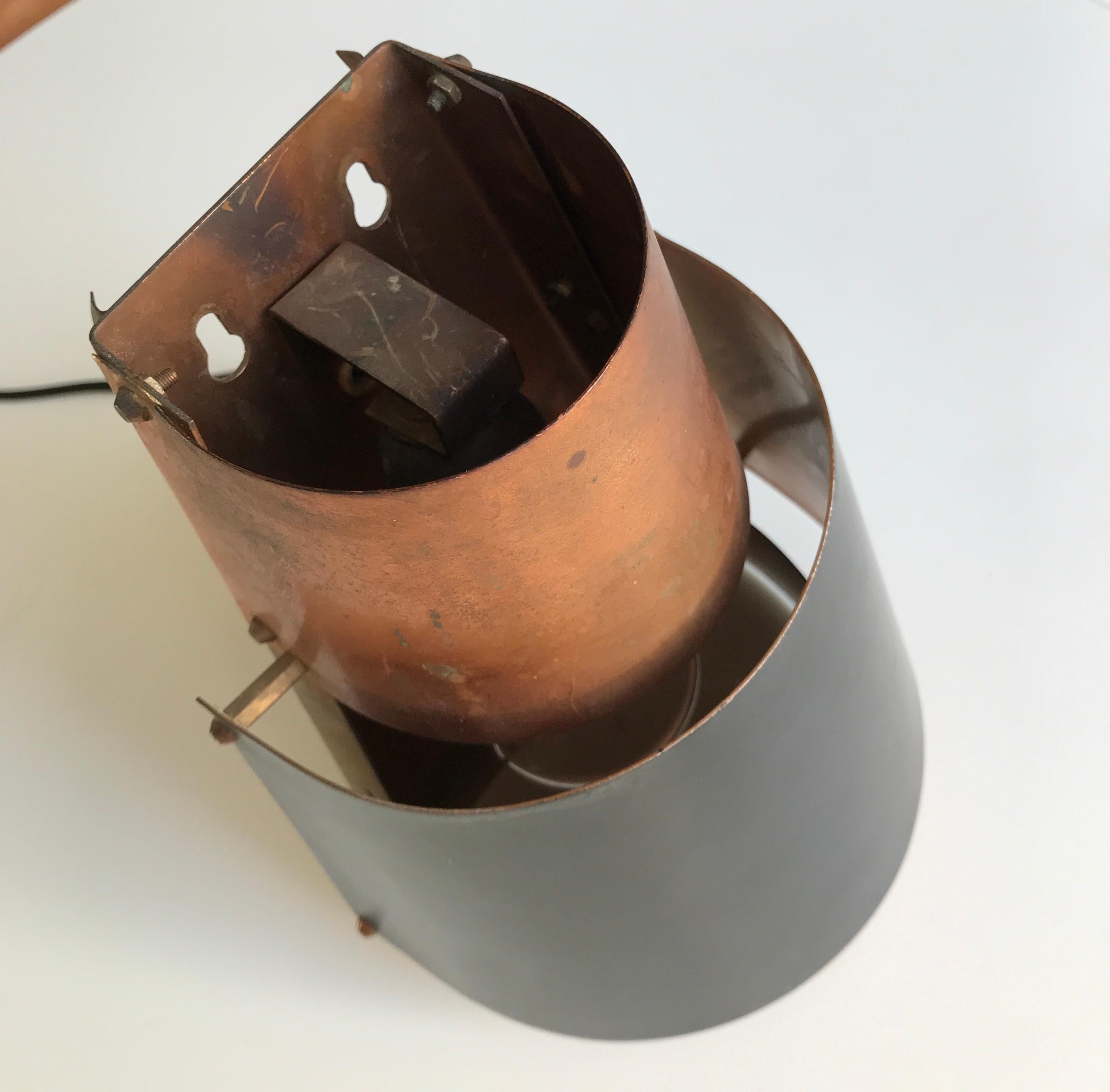 Danish Design Mid-century wall light by Bent Karlby for Lyfa, 1950s. Østerport is the name on a local train station in Copenhagen. Copper and black matte shades that creates a diffuse light. Original condition. E27 bulb socket holder. Free shipping