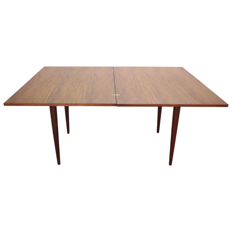 Scandinavian Modern Danish FlipTop Extendable Teak Dining Table, 1960s