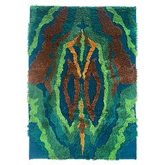 Skandinavischer moderner dänischer Rya-Teppich in leuchtenden Farben und Erdtönen, skandinavisch-modern 