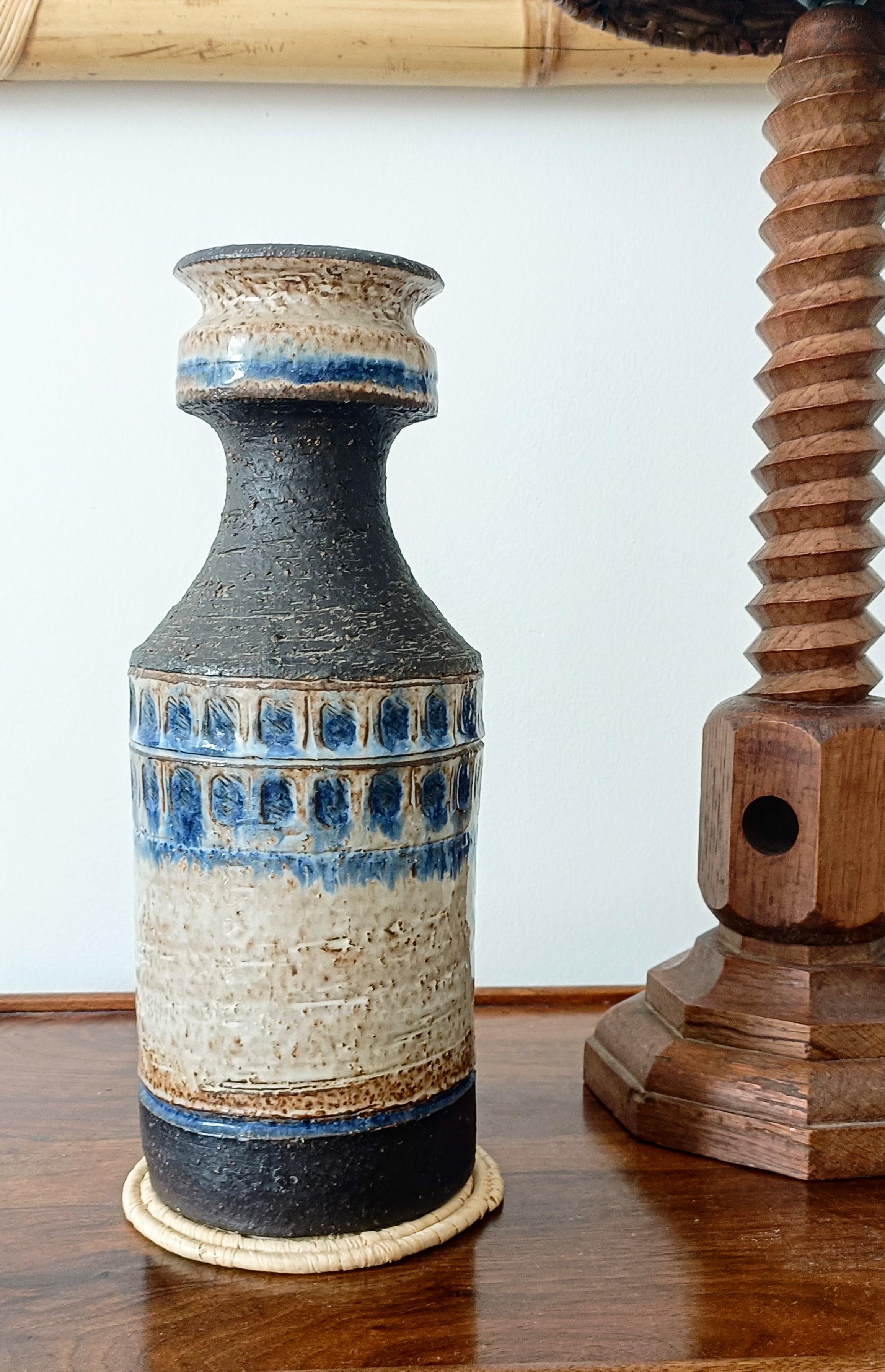 Scandinavian Modern Danish Studio Pottery Large Ceramic Vase For Sale 6