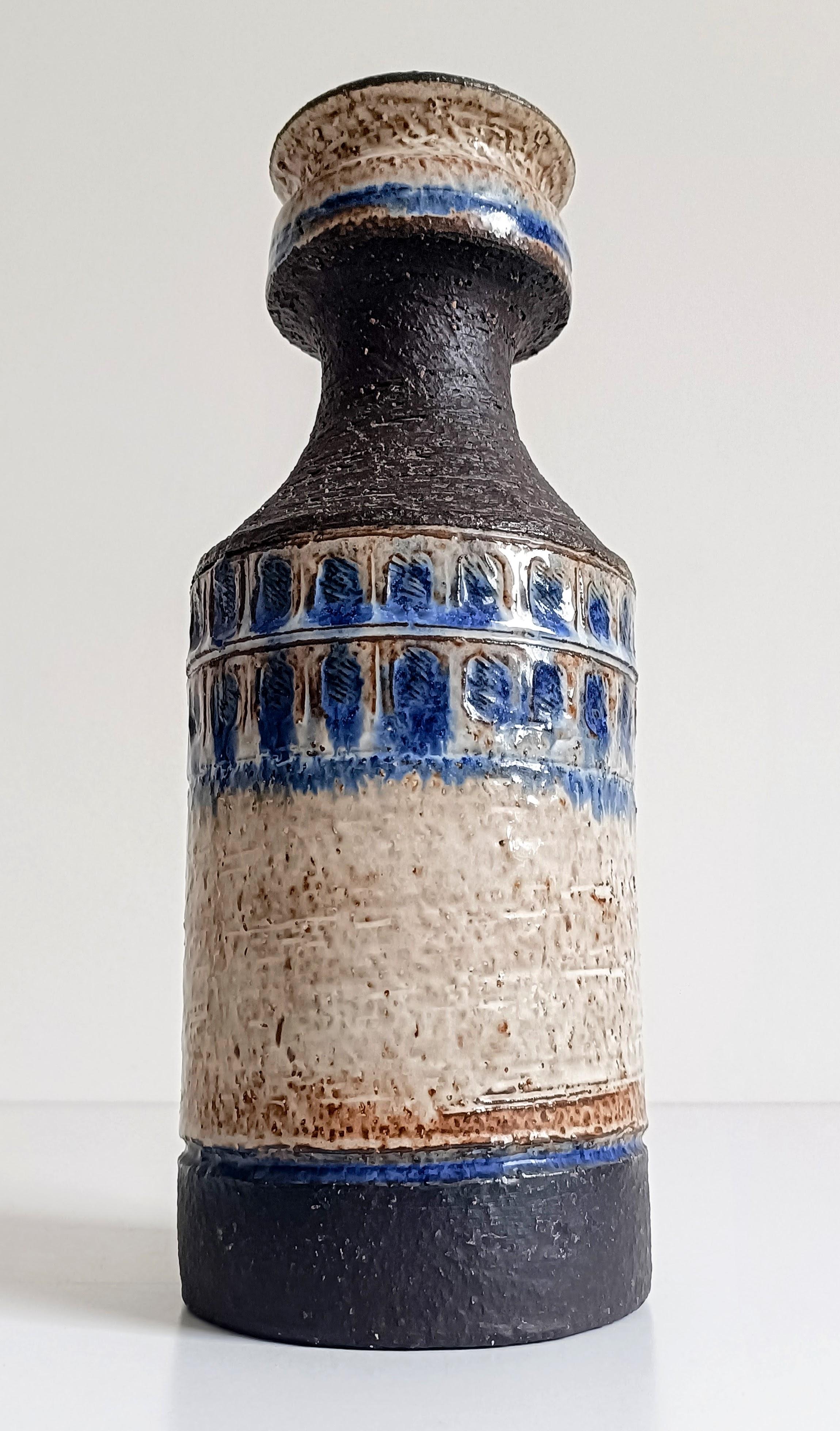 Glazed Scandinavian Modern Danish Studio Pottery Large Ceramic Vase For Sale