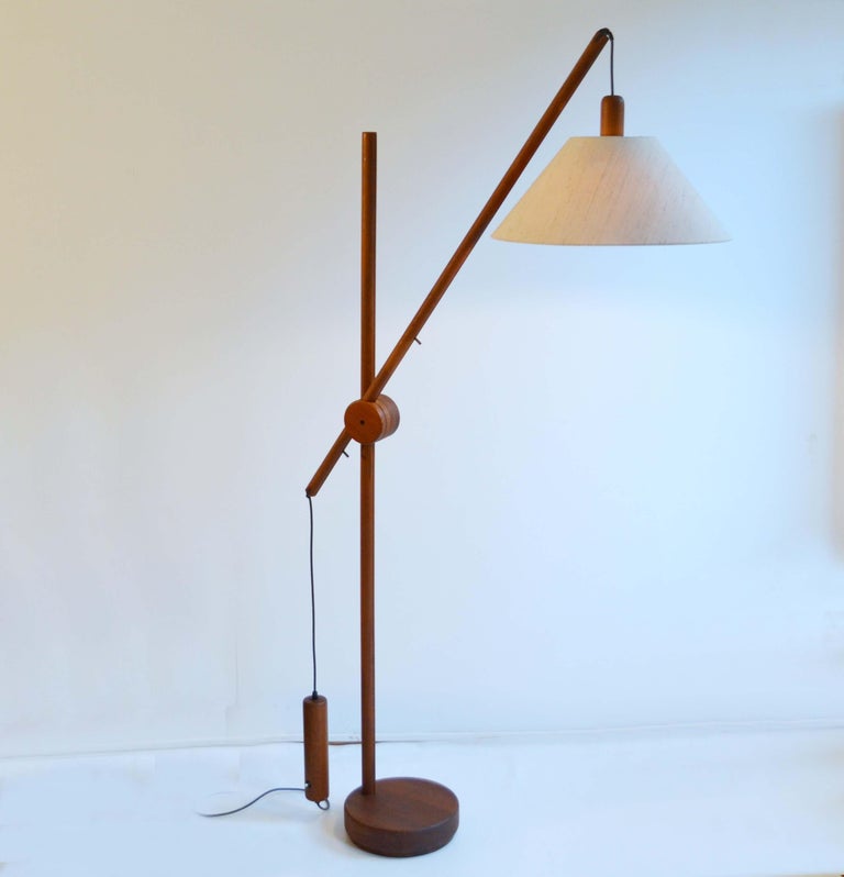 Scandinavian Modern Danish Teak Counter Balance Floor Lamp at 1stDibs
