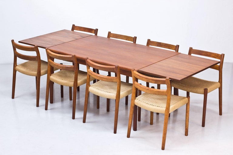 Scandinavian Modern Danish Teak Extendable Dining Table by Henning