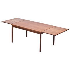 Scandinavian Modern Danish Teak Extendable Dining Table by Henning Kjærnulf 