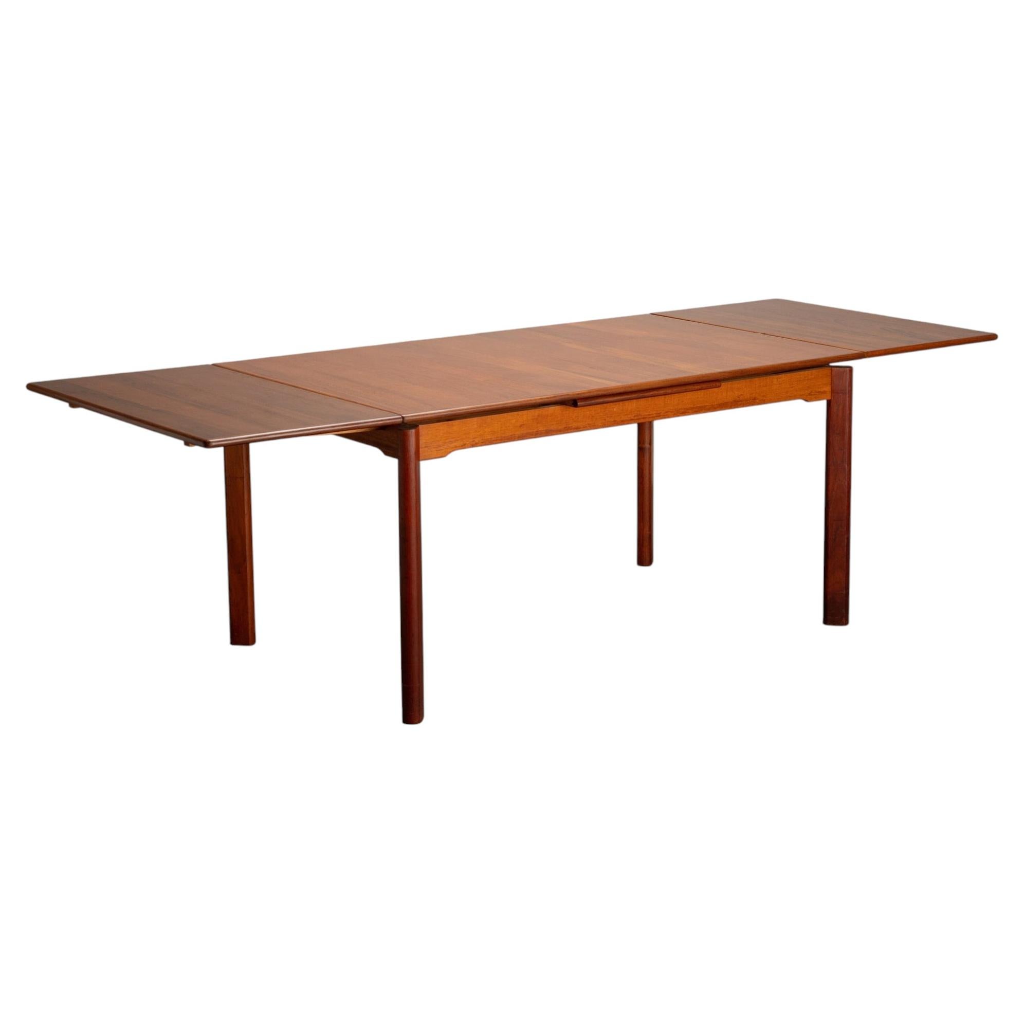 Scandinavian Modern Danish Teak Extendable Dining Table For Sale