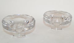 Moderno escandinavo Dansk International Pareja de portavelas de cristal de plomo