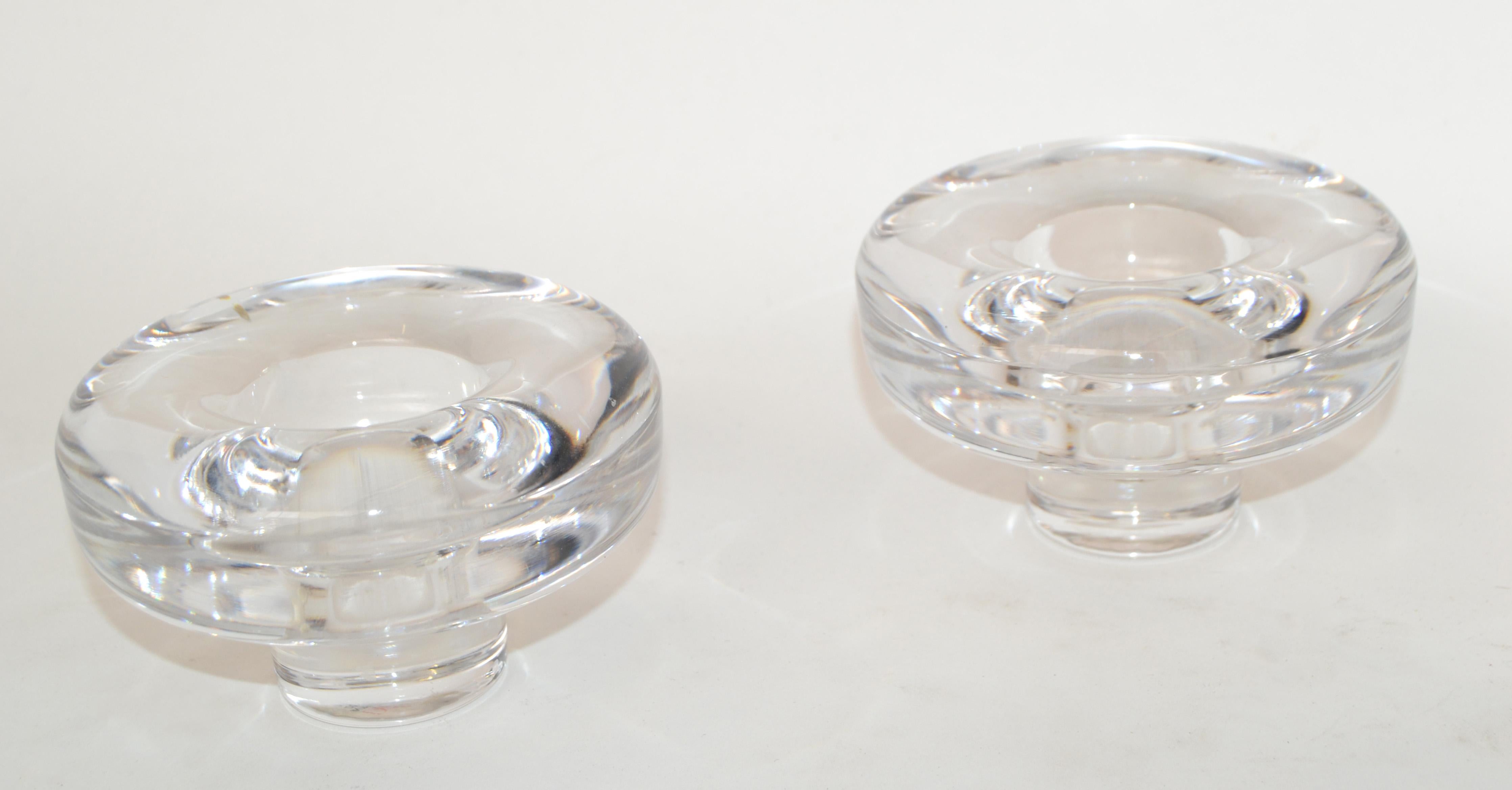 Skandinavisch-moderne Dansk International-Kerzenhalter aus Bleikristallglas, Paar (Japanisch) im Angebot