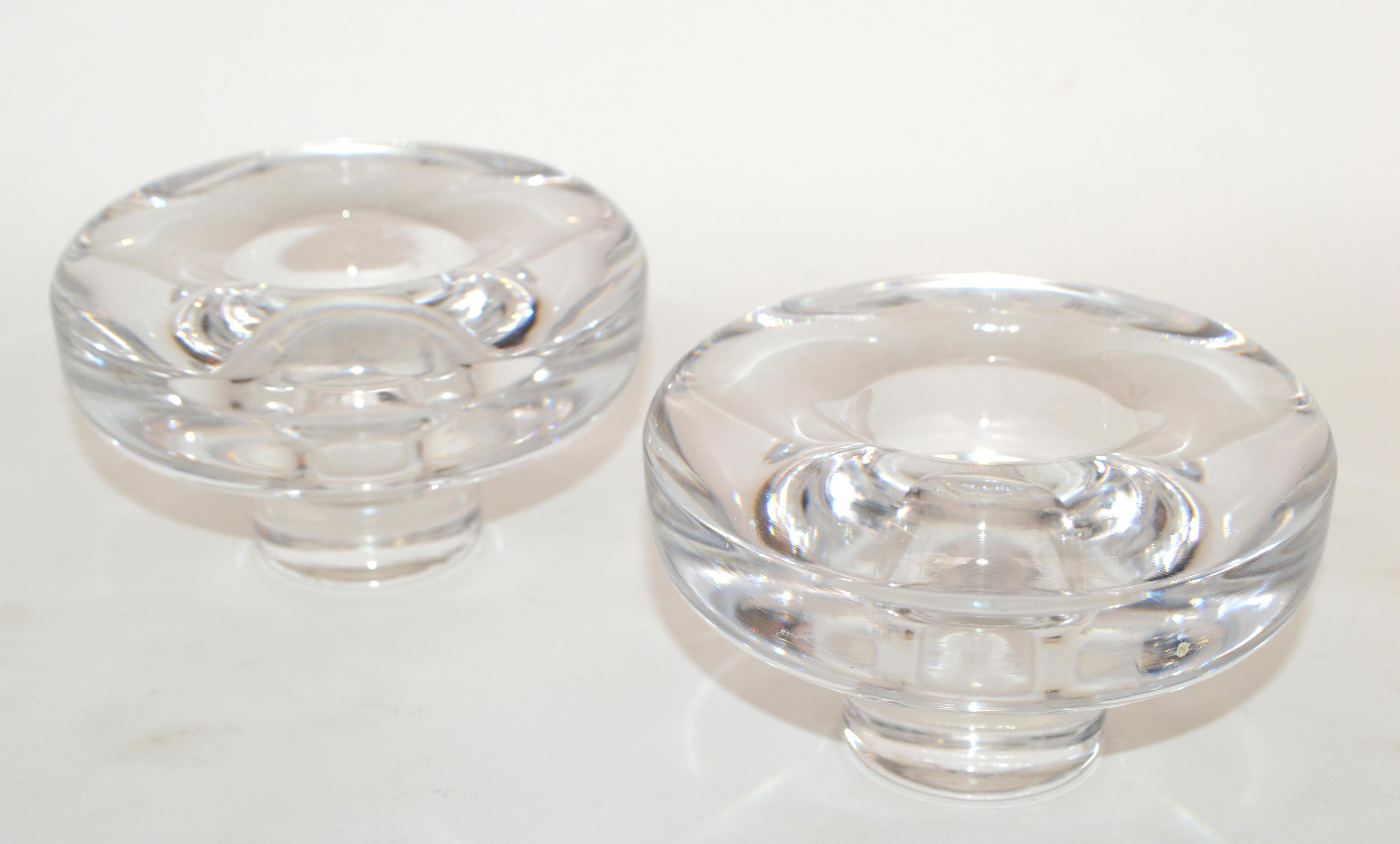 Hand-Crafted Scandinavian Modern Dansk International Pair of Lead Crystal Glass Candle Holder For Sale