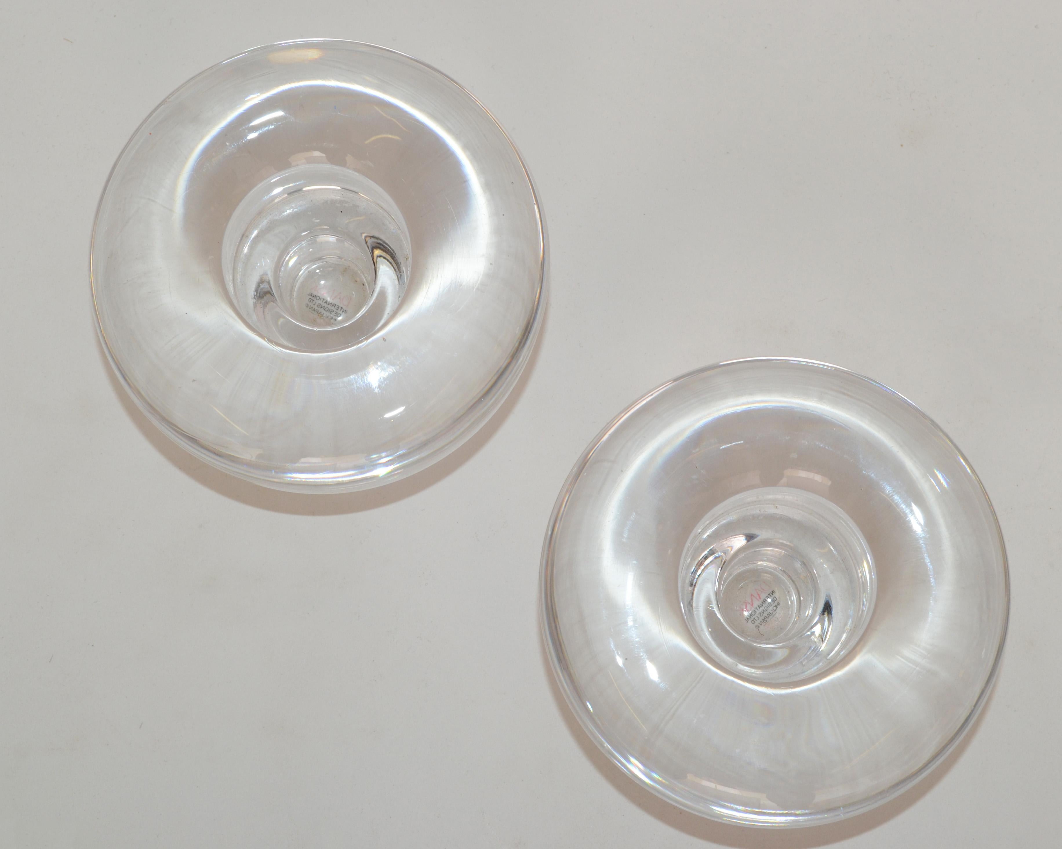 20th Century Scandinavian Modern Dansk International Pair of Lead Crystal Glass Candle Holder For Sale