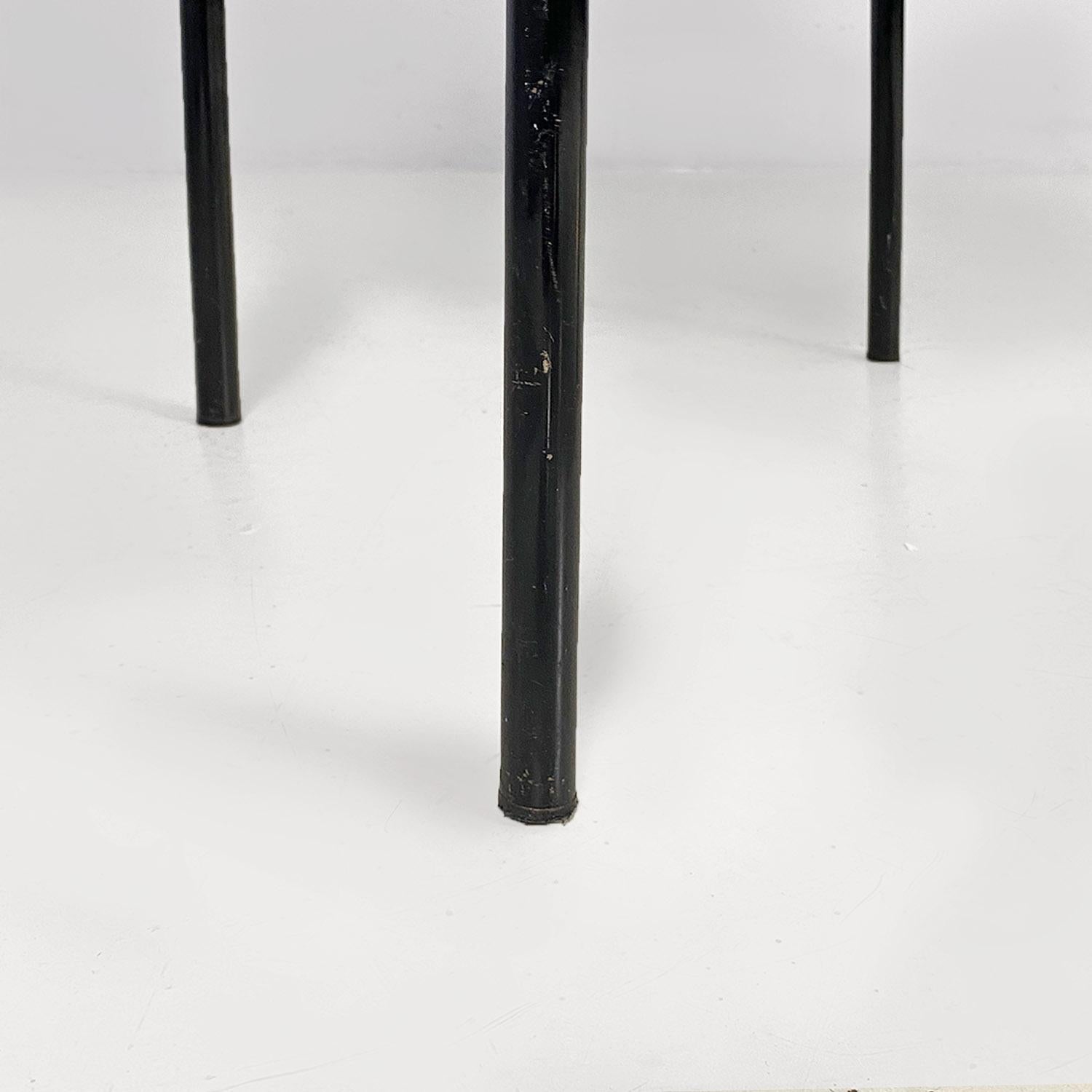 Skandinavischer moderner dunkelgelber Hocker oder Hocker aus Stoff und Metall mit langem Flormuster, 1970er Jahre im Angebot 5