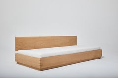 Scandinavian Modern Day Bed with Back Rest Hand Cut Mitered Splines Solid Wood
