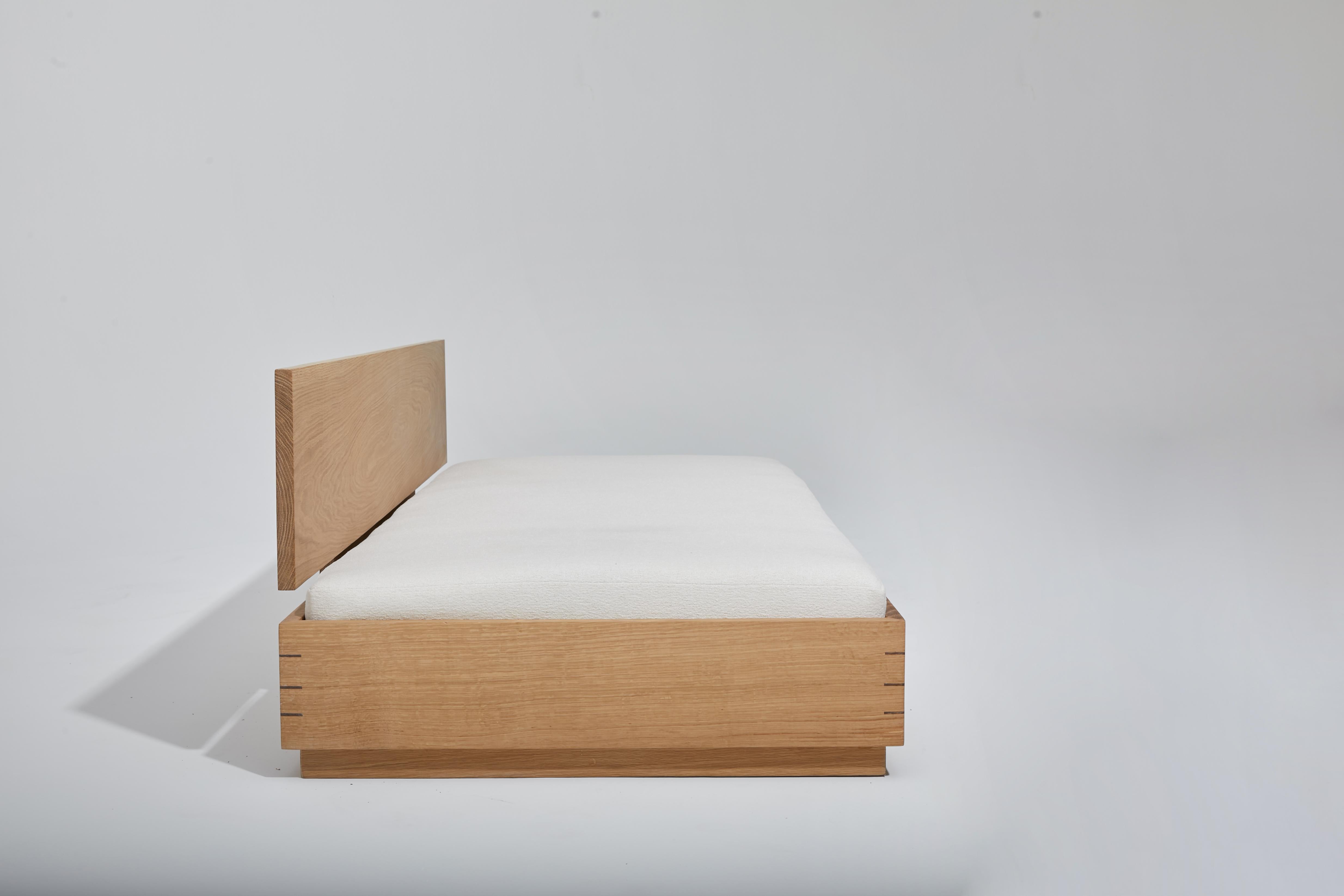 American Scandinavian Modern Day Bed with Back Rest Hand Cut Mitered Splines Solid Wood For Sale