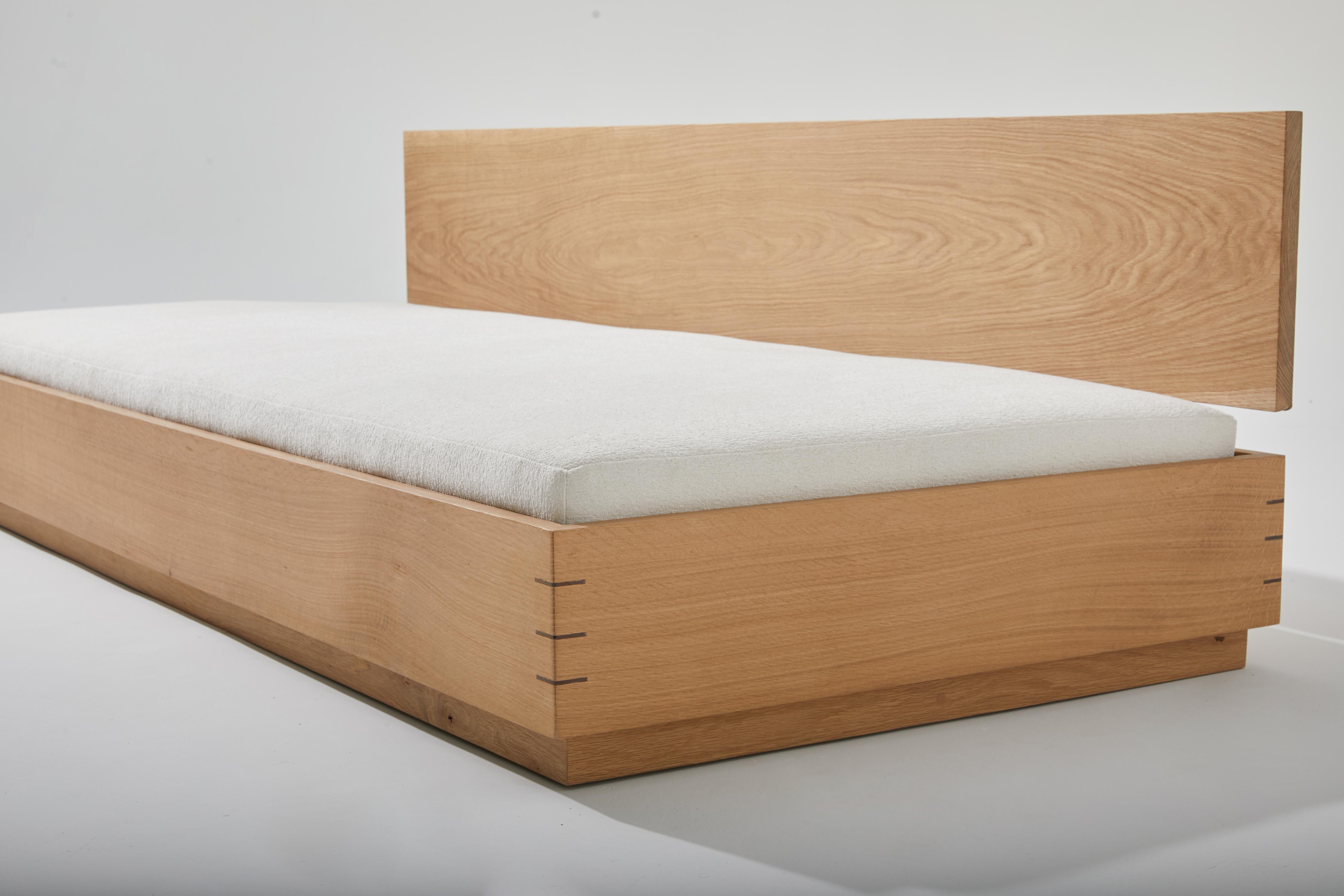 Scandinavian Modern Day Bed with Back Rest Hand Cut Mitered Splines Solid Wood In New Condition For Sale In Templeton, CA